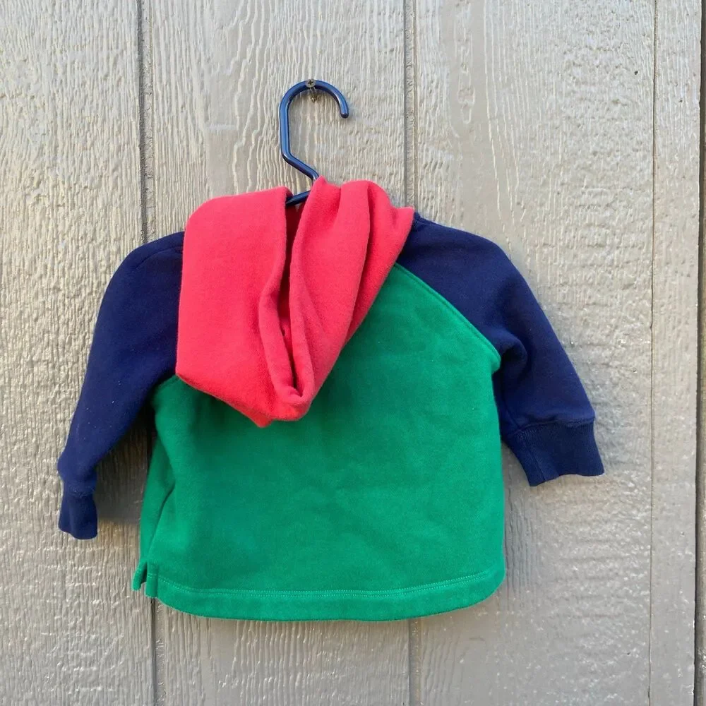 Baby Gap baby big size 3-6 months colorblock green and blue Hoodie Christmas